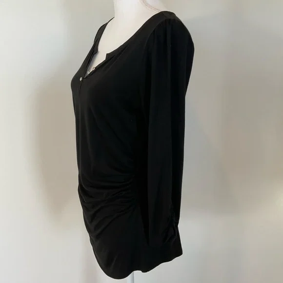 White House Black Market Black Top with Pearl Accents - Picture 2 of 7